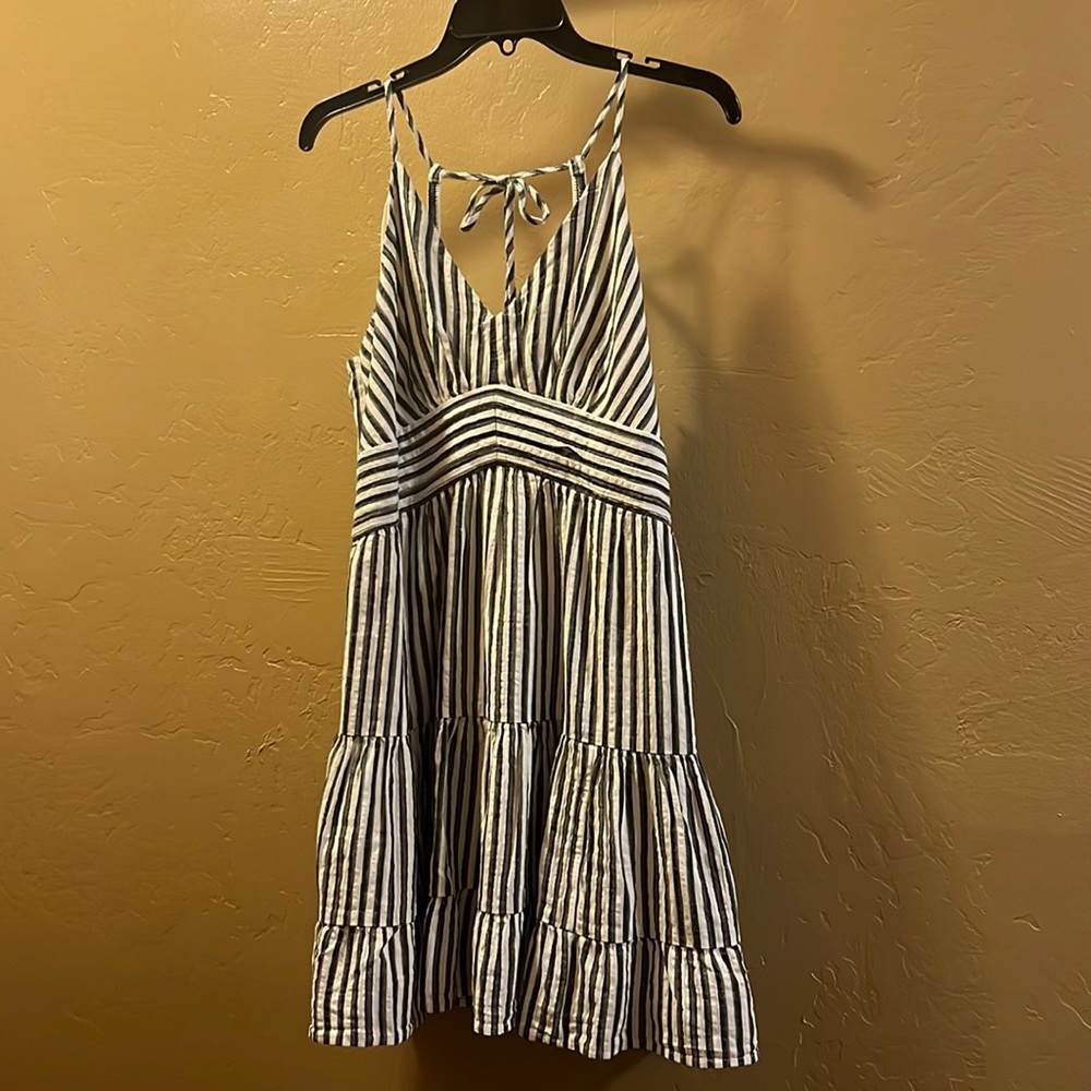 American Eagle sundress black and white striped